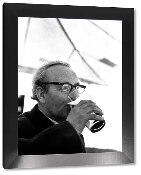 The Tyneside Beer Festival at Gosforth 22 April 1973 - A man enjoying pint