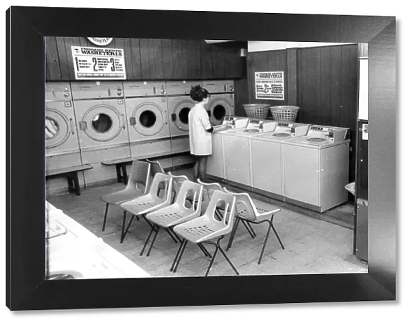 A typical laundry in February 1970. The Washeteria on Hadrian Road, Wallsend