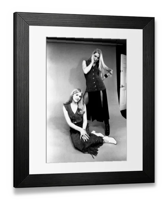 Framed Print : A fashion shoot from 13 April 1970 - Models wear dresses with knee lenght boots