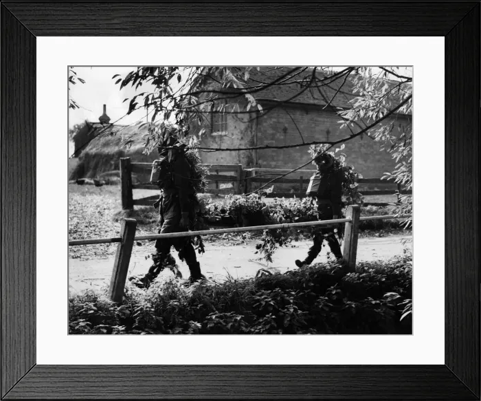 Framed Print : RAMC Stretcher bearers show how to camouflage themselves Framed Print : RAMC Stretcher bearers show how to camouflage themselves