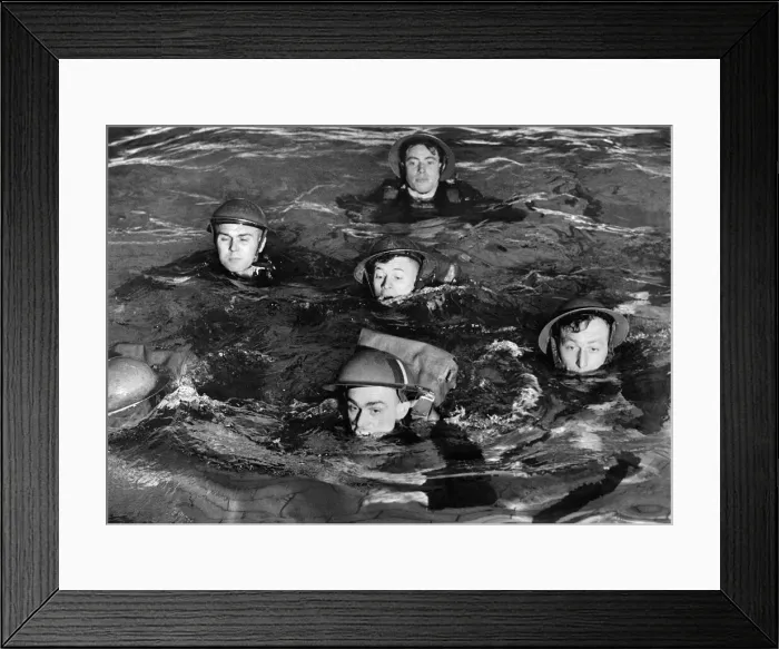 Framed Print : Army Traning: Swimming in full back. March 1941 P014906 Framed Print : Army Traning: Swimming in full back. March 1941 P014906