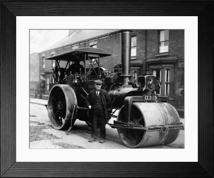 Framed Print : Steam roller attendant Mr J lambert who saved a girl from being crushed underneath a Framed Print : Steam roller attendant Mr J lambert who saved a girl from being crushed underneath a