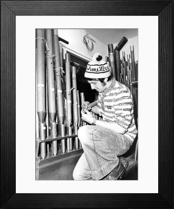 Framed Print : Robin Roper sets up the clarinet pipes on the Wurlitzer organ which had been left to rot Framed Print : Robin Roper sets up the clarinet pipes on the Wurlitzer organ which had been left to rot