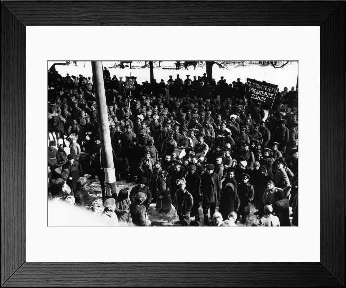 Framed Print : Russian Soldiers and workers listen to loudspeakers in 1917 at the graveside of Framed Print : Russian Soldiers and workers listen to loudspeakers in 1917 at the graveside of