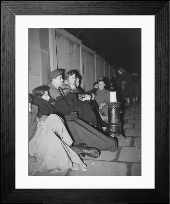 Framed Print : Football Leyton Orient Elsie waits in Queue for Cup Tickets for game with Framed Print : Football Leyton Orient Elsie waits in Queue for Cup Tickets for game with