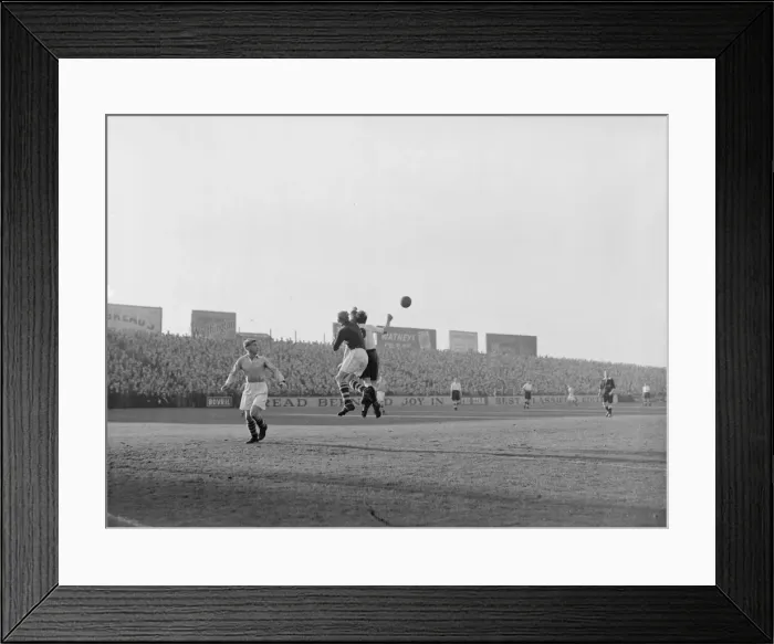 Framed Print : Manchester City v Fulham Trautmann ( Man City) punches clear from Geoff Taylor