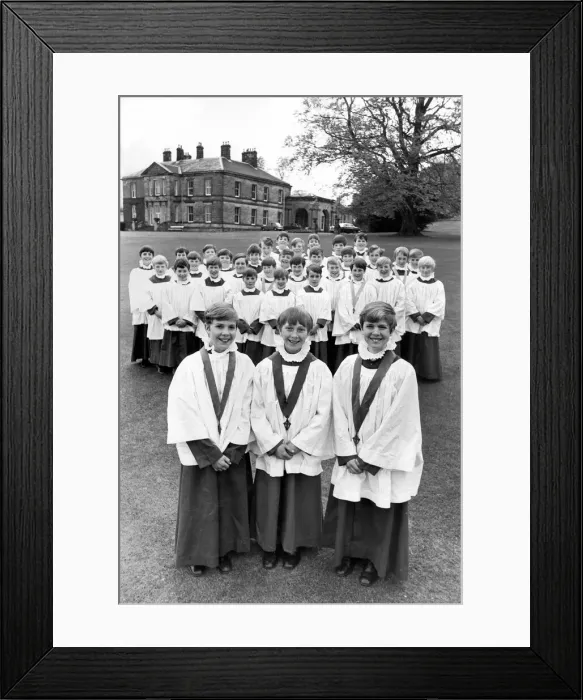 Framed Print : The choristers of Mowden Hall School, Stocksfield who have just recorded some songs for a