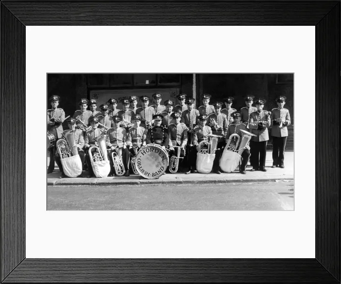 Framed Print : The Hordon colliery silver prize band on July 2, 1949