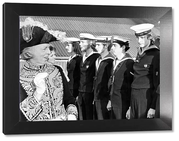 Sailors on board the Nato ship HMS Abdiel were being inspected by actor John Reed who is