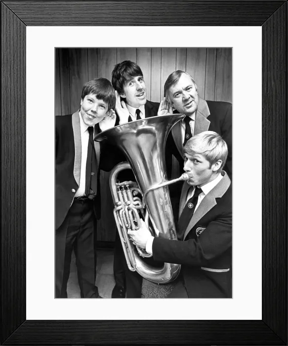 Framed Print : A tuba quartet made up of members of the Bearpark and Esh Band on November 25, 1986 Framed Print : A tuba quartet made up of members of the Bearpark and Esh Band on November 25, 1986