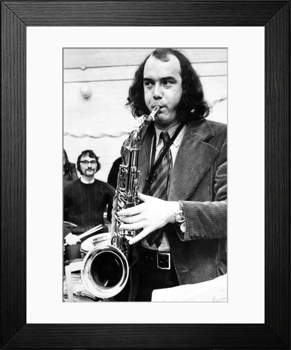 Framed Print : David Ormiston of Blakelaw in the College Big Band takes a sax solo in December 1971
