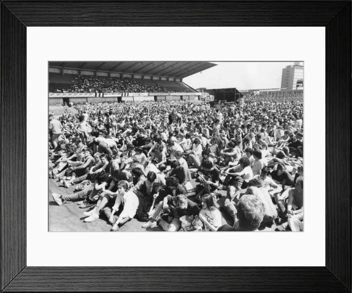 Framed Print : Singer Bob Dylan in concert at St Jamess Park, Newcastle 5 July 1984 - the crowd Framed Print : Singer Bob Dylan in concert at St Jamess Park, Newcastle 5 July 1984 - the crowd