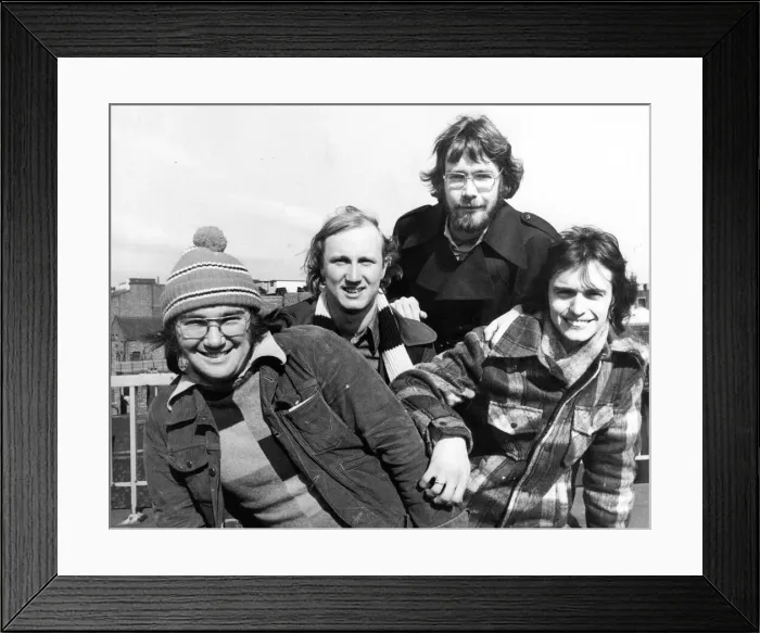 Framed Print : North East band Deja Vu (l to r) Peter, Paul, Robb and Charlie 3 April 1976 Framed Print : North East band Deja Vu (l to r) Peter, Paul, Robb and Charlie 3 April 1976