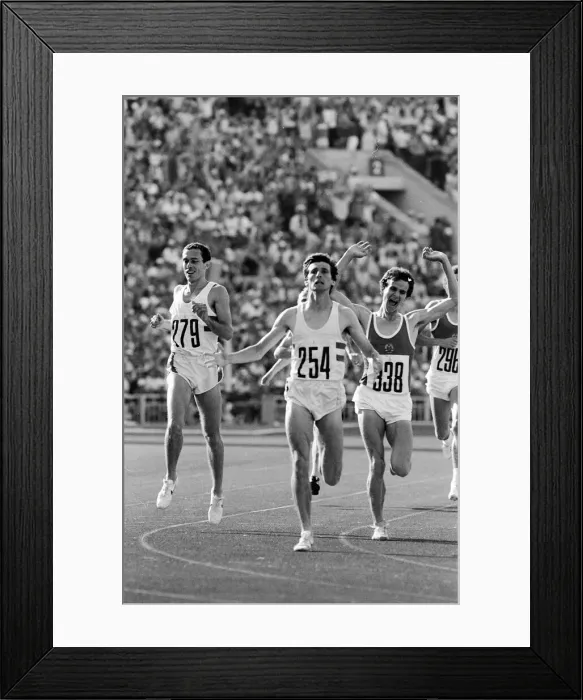 Framed Print : Sebastian Coe wins the Mens 1500 metres final at the 1980 Summer Olympics in Moscow 1st Framed Print : Sebastian Coe wins the Mens 1500 metres final at the 1980 Summer Olympics in Moscow 1st