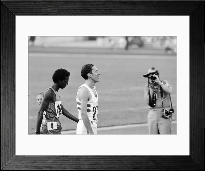 Framed Print : Steve Ovett after competing in heats for Mens 1, 500m metres event at the 1980