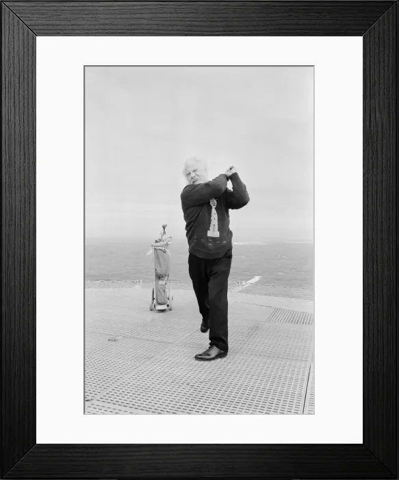 Framed Print : Principle Lighthouse Keeper Andy Bluer on the Bishops Rock Lighthouse