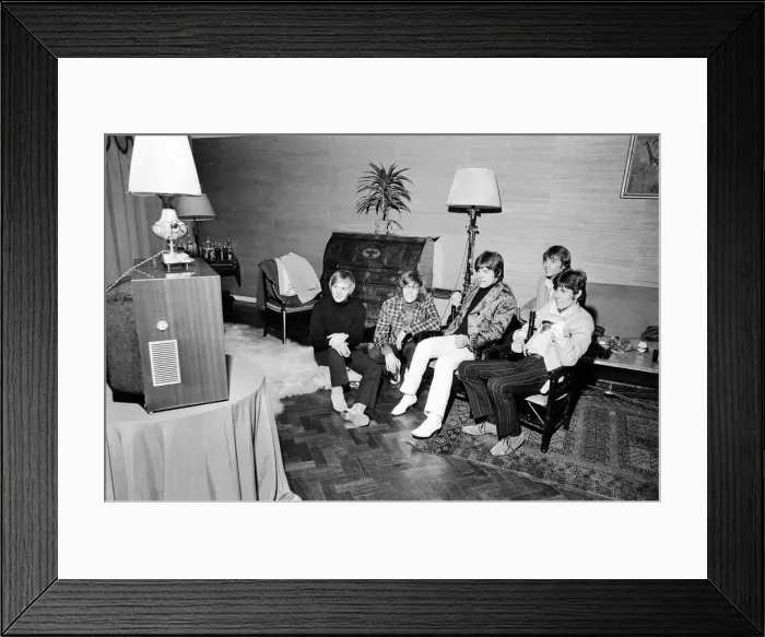 Framed Print : The Bee Gees seen here watching television in their hotel room 17th October 1967 Framed Print : The Bee Gees seen here watching television in their hotel room 17th October 1967