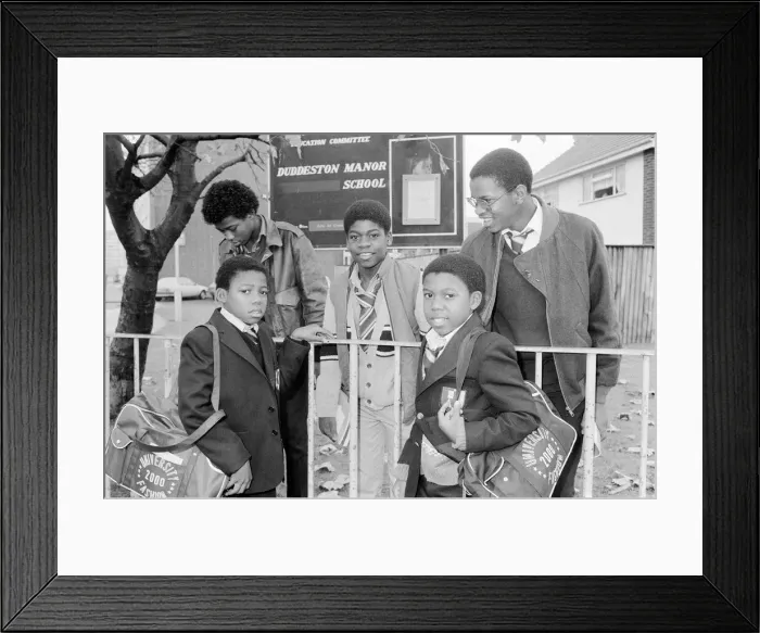 Framed Print : Musical Youth, British Jamaican pop / reggae group, return to school Framed Print : Musical Youth, British Jamaican pop / reggae group, return to school