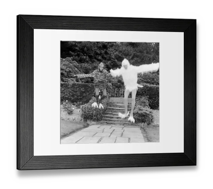 Framed Print : Bee Gee brothers Barry & Maurice Gibb dress up as birds for a scene in their upcoming tv Framed Print : Bee Gee brothers Barry & Maurice Gibb dress up as birds for a scene in their upcoming tv
