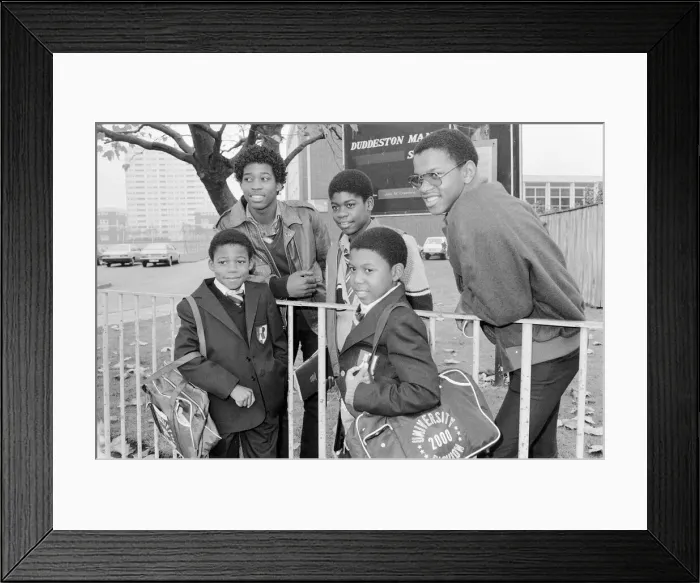 Framed Print : Musical Youth, British Jamaican pop / reggae group, return to school Framed Print : Musical Youth, British Jamaican pop / reggae group, return to school