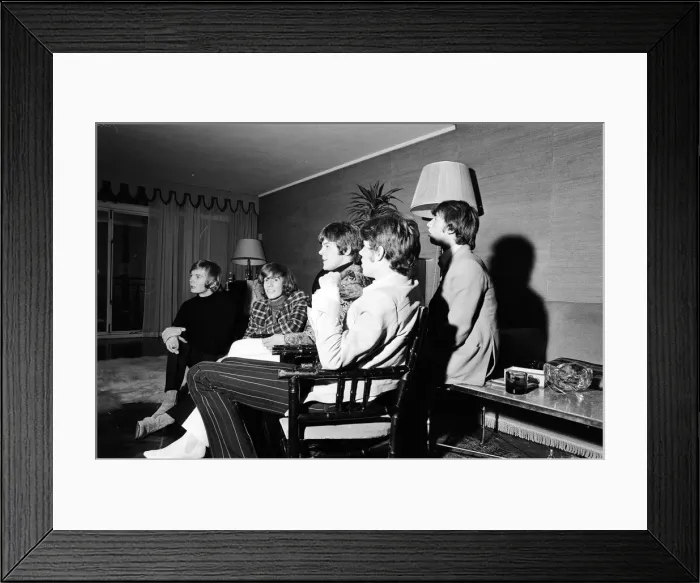 Framed Print : The Bee Gees seen here watching television in their hotel room 17th October 1967
