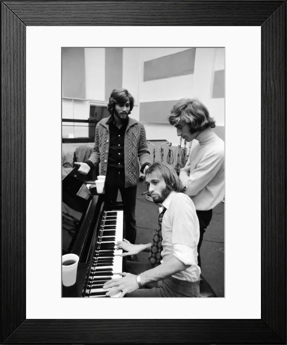 Framed Print : The Gibb Brothers a. k. a. The Bee Gees, newly reunited & back in the recording studio Framed Print : The Gibb Brothers a. k. a. The Bee Gees, newly reunited & back in the recording studio