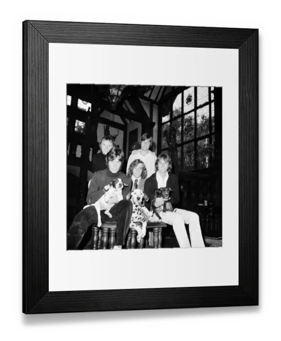Framed Print : The Bee Gees music group visit the new home of their manager, Robert Stigwood Framed Print : The Bee Gees music group visit the new home of their manager, Robert Stigwood