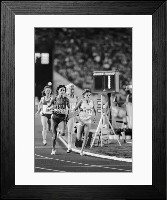 Framed Print : 1984 Olympic Games in Los Angeles, USA. Womens 3000 Metres Heat Framed Print : 1984 Olympic Games in Los Angeles, USA. Womens 3000 Metres Heat