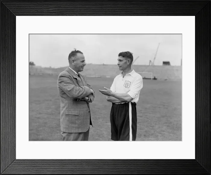Framed Print : Football Fulham Manager Bill Dodgin seen here with Jeff Taylor team captain Framed Print : Football Fulham Manager Bill Dodgin seen here with Jeff Taylor team captain