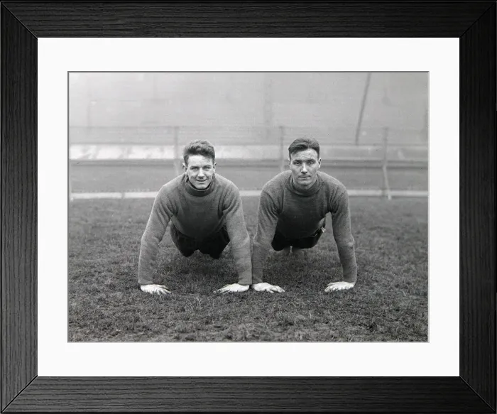 Framed Print : Clapton Orient F. C. Cambell and Lyons in training. DM17214. c1927 Framed Print : Clapton Orient F. C. Cambell and Lyons in training. DM17214. c1927