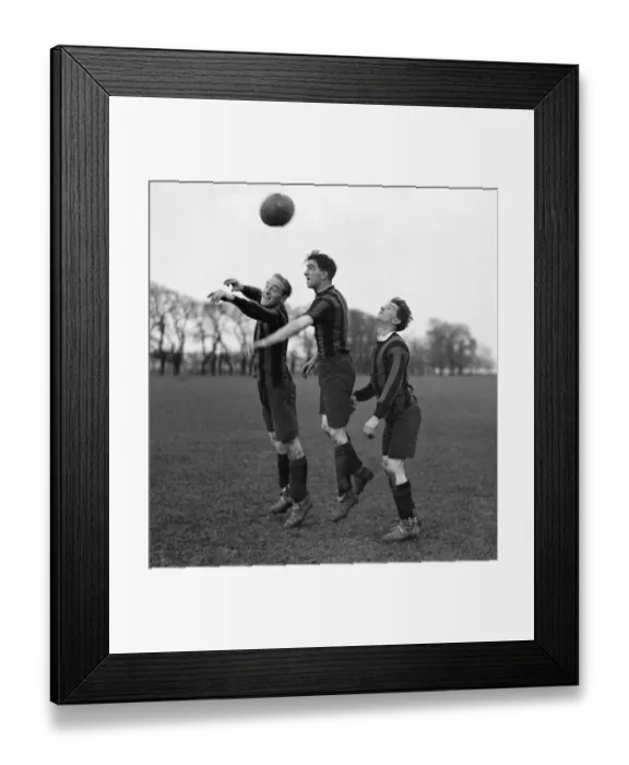 Framed Print : Margate Football Team. (l-r) E. T Evans, M. Whittington, B. Evans in training Framed Print : Margate Football Team. (l-r) E. T Evans, M. Whittington, B. Evans in training