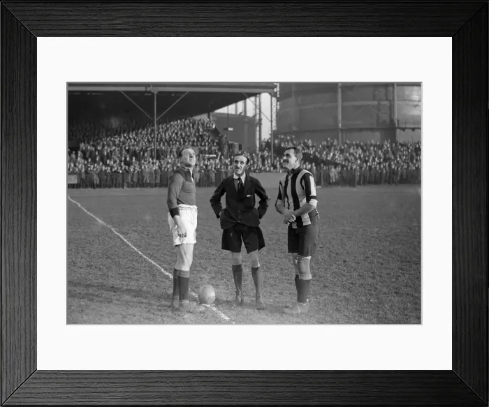 Framed Print : Stoke v. South Shields. 24th January 1921. Stoke captain Brittleton tosses up Framed Print : Stoke v. South Shields. 24th January 1921. Stoke captain Brittleton tosses up