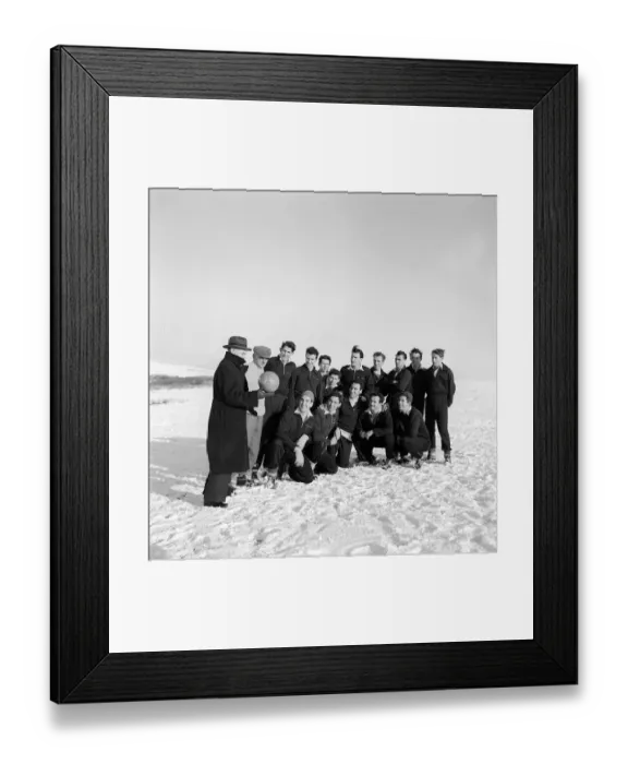 Framed Print : Charlton Athletic Football Club seen here training in the snow at Eastbourne
