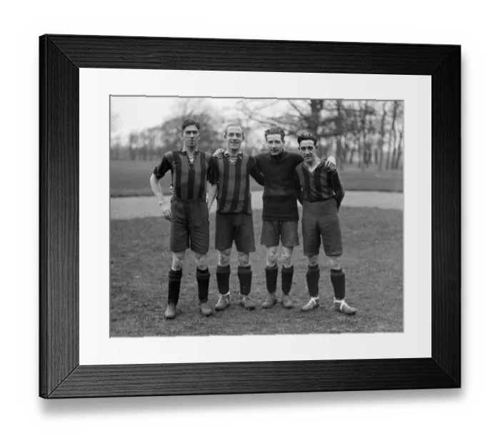 Framed Print : Margate Football Team. (l-r) E. T Evans, M. Whittington, R. Kendall and A. Adams