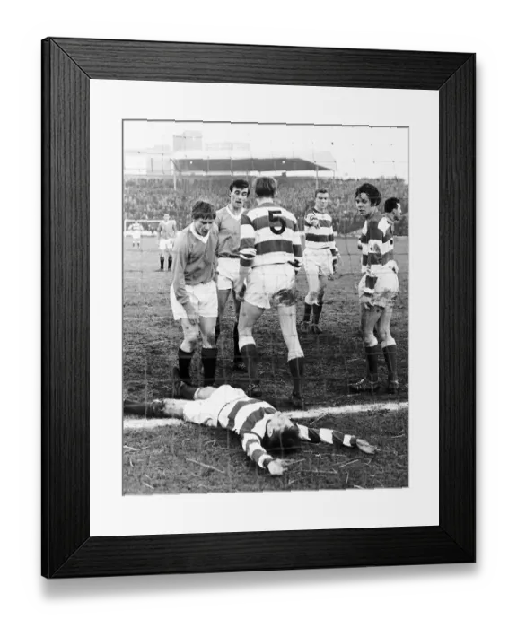 Framed Print : Rangers FC versus Hamilton Accies Academical FC player lying on ground injured