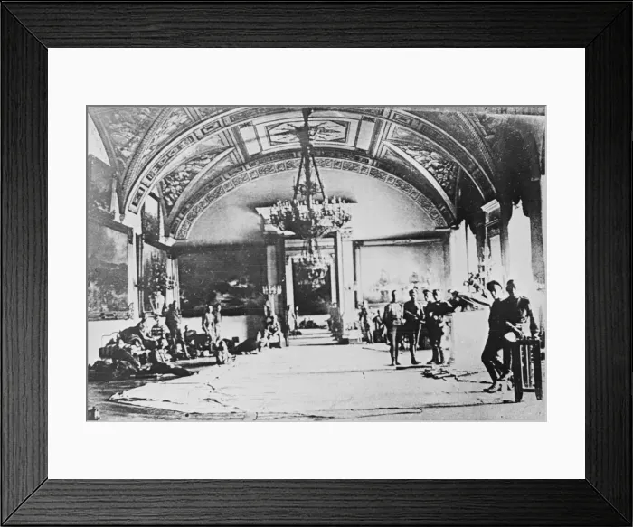 Framed Print : Russian Revolution. Petrograd, Hall of winter palace. October 1917