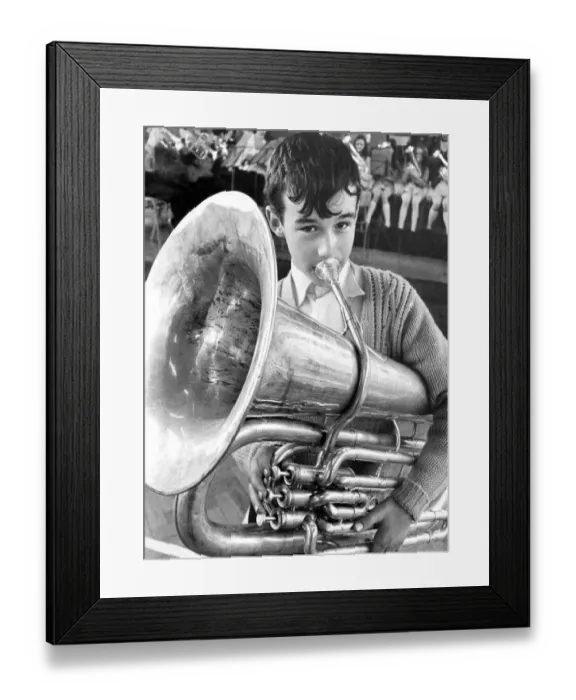 Framed Print : 14 year old Derek Ruffell won top prize for brass band pupils at South Shields in April
