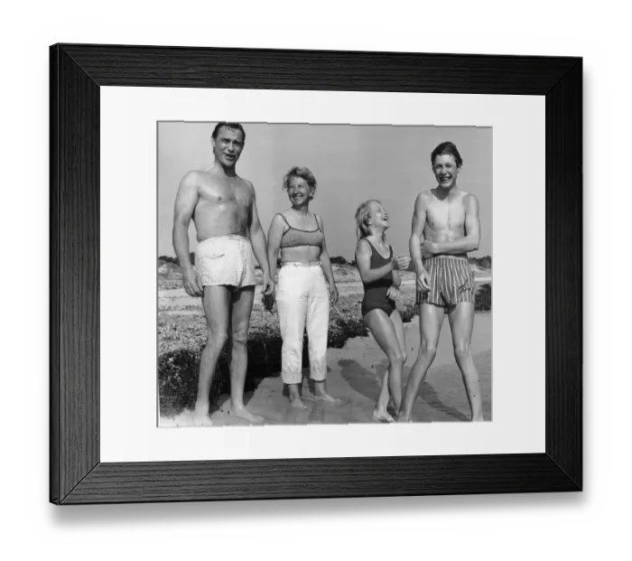 Framed Print : Film actor Richard Todd pictured with his wife Catherine and their two children Fiona (11