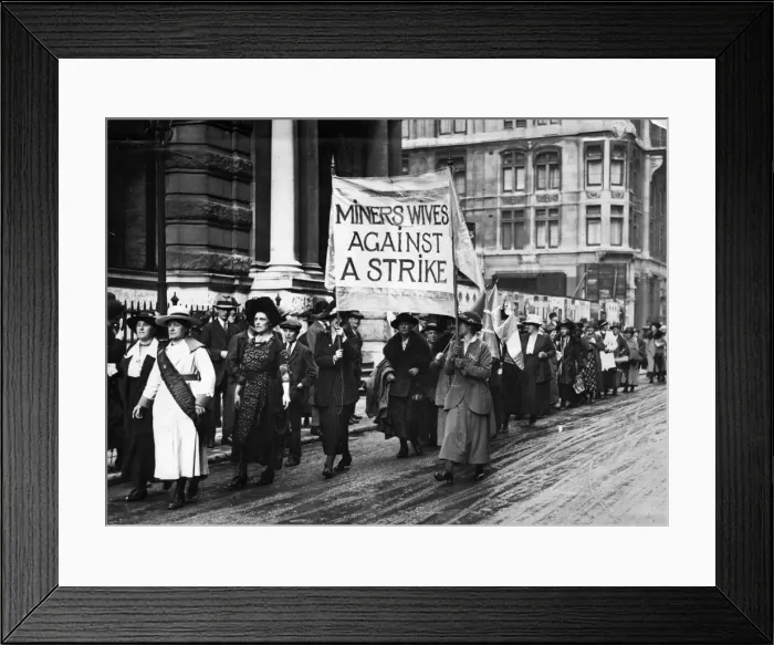 Framed Print : A procession of miners wives protest against the threatened strike in Kings Street Framed Print : A procession of miners wives protest against the threatened strike in Kings Street
