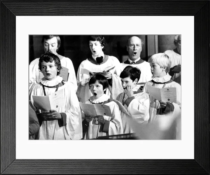 Framed Print : Choristers in Hexham Abbey on November 8, 1979 Framed Print : Choristers in Hexham Abbey on November 8, 1979