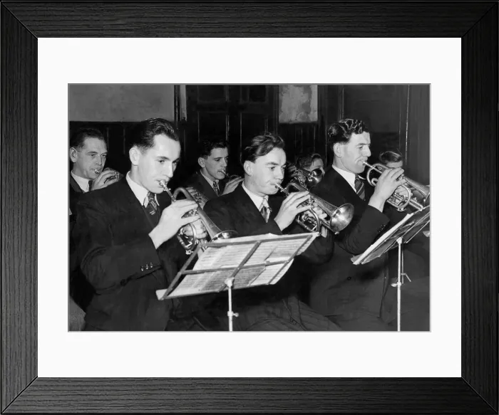 Framed Print : Chopwell Colliery Band practising on 14 December 1951 Framed Print : Chopwell Colliery Band practising on 14 December 1951