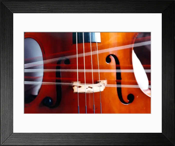 Framed Print : The strings and bow of a cello Framed Print : The strings and bow of a cello