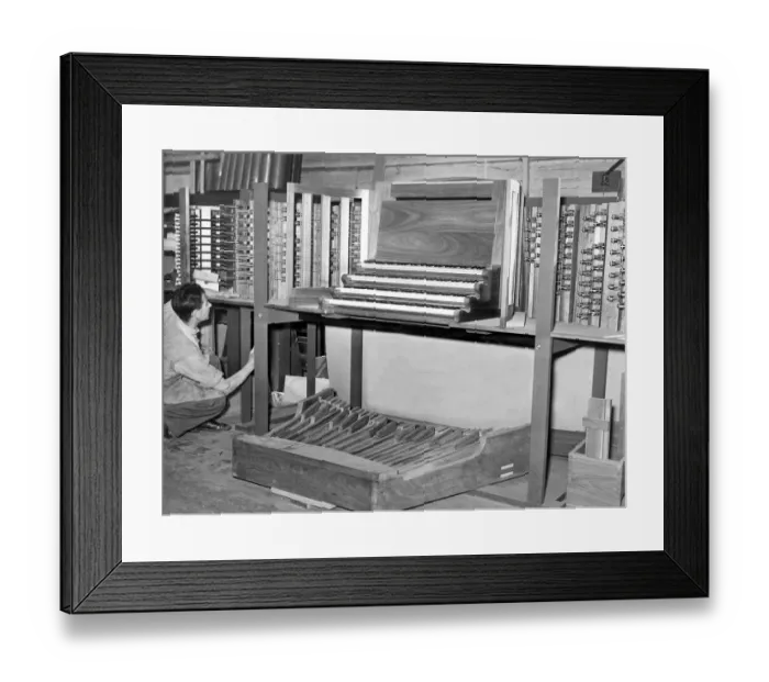 Framed Print : Enjoying a post war organ building boom a Durham City firm includes in its orders this