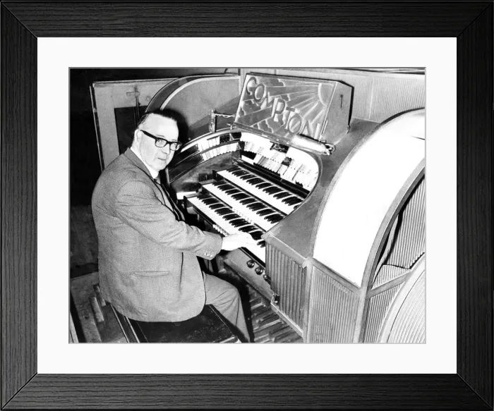 Framed Print : Mr. Wilf Donnelly of the Theatre Organ Club seated at the organ of the Odeon Framed Print : Mr. Wilf Donnelly of the Theatre Organ Club seated at the organ of the Odeon