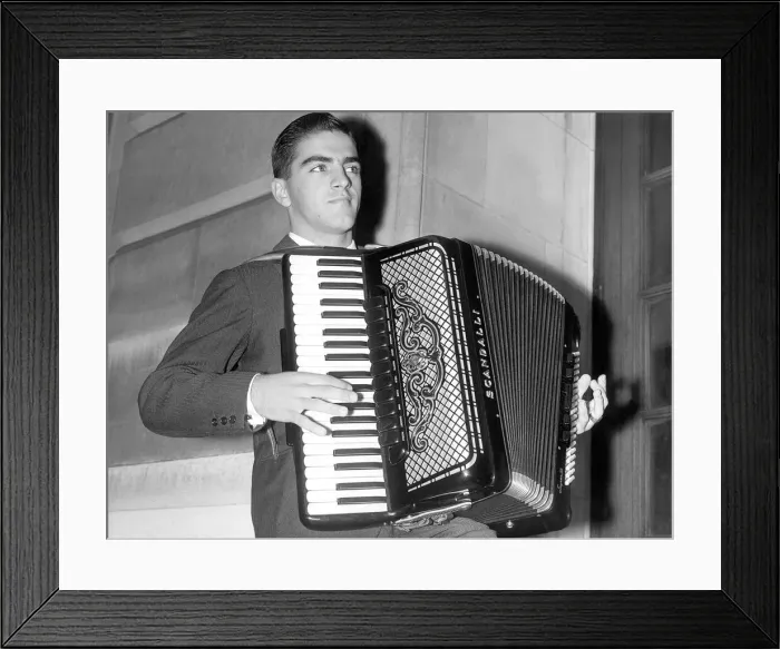 Framed Print : 15 year old Fausto Di Cesare, from Rome, the World Champion Accordianist Framed Print : 15 year old Fausto Di Cesare, from Rome, the World Champion Accordianist