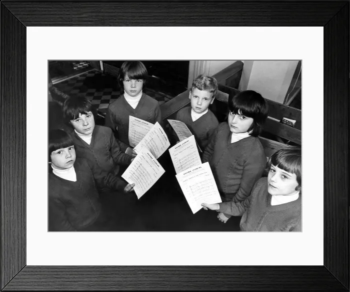 Framed Print : Six little choristers of St. Bedes Choir, Jarrow who have just returned from a Framed Print : Six little choristers of St. Bedes Choir, Jarrow who have just returned from a