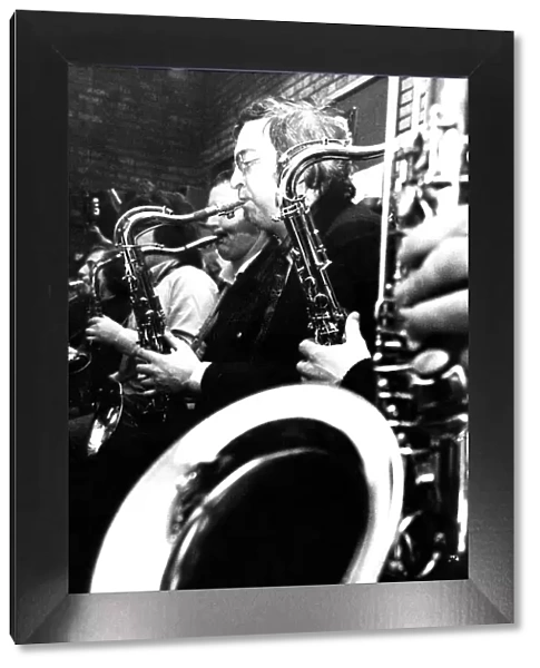 Geoff Hedley playing the saxophone in the Newcastle Big Band in February 1973