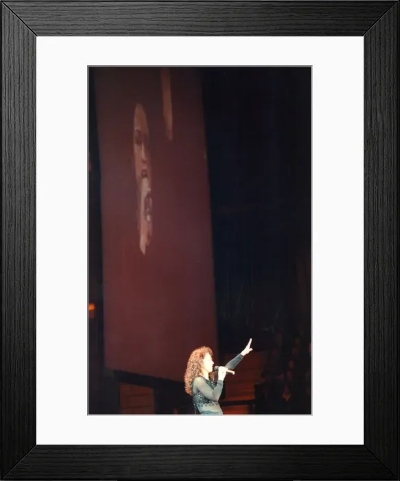Framed Print : Singer Gloria Estefan performing in concert at the Newcastle Arena 27 November 1996 Framed Print : Singer Gloria Estefan performing in concert at the Newcastle Arena 27 November 1996