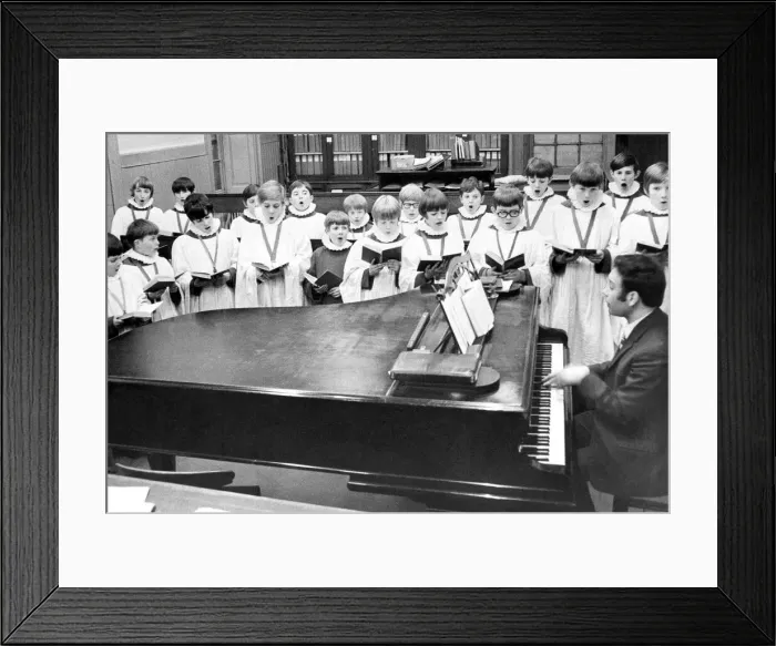 Framed Print : The choristers of St. Nicholas Cathedral in Newcastle practising on November 25, 1971 Framed Print : The choristers of St. Nicholas Cathedral in Newcastle practising on November 25, 1971