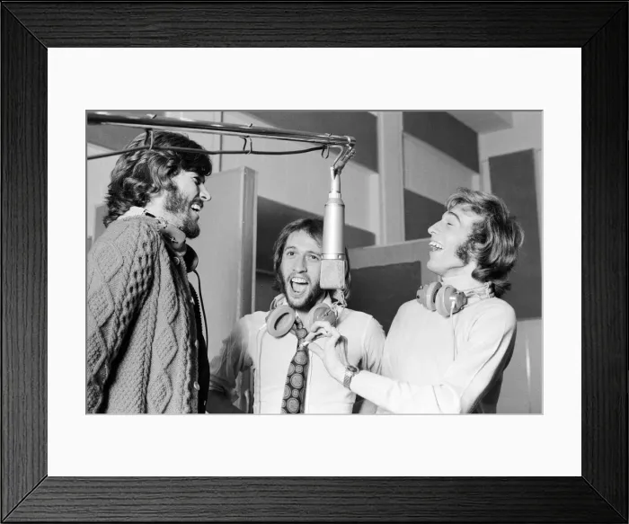 Framed Print : The Gibb Brothers a. k. a. The Bee Gees, newly reunited & back in the recording studio Framed Print : The Gibb Brothers a. k. a. The Bee Gees, newly reunited & back in the recording studio